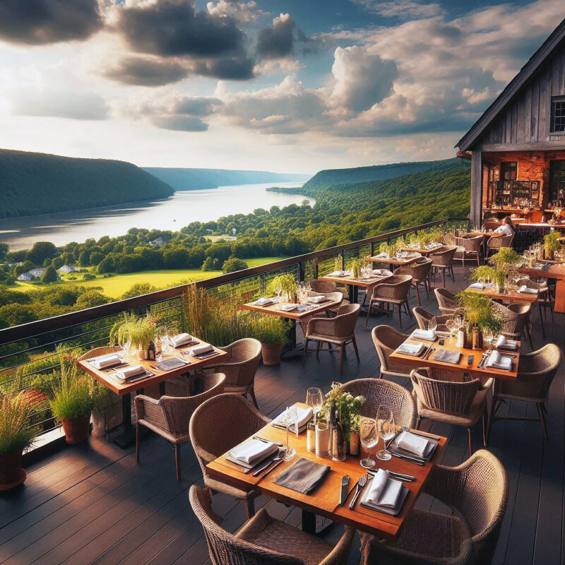 Restaurant with view of the Hudson River